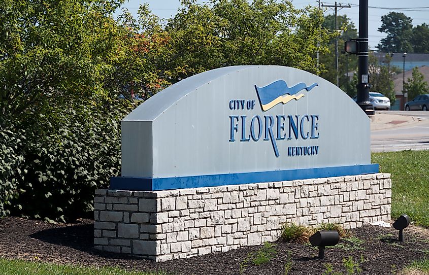 Welcome sign to Florence, Kentucky