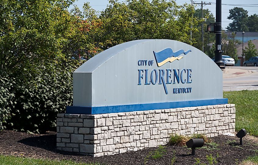 Welcome sign to Florence, Kentucky