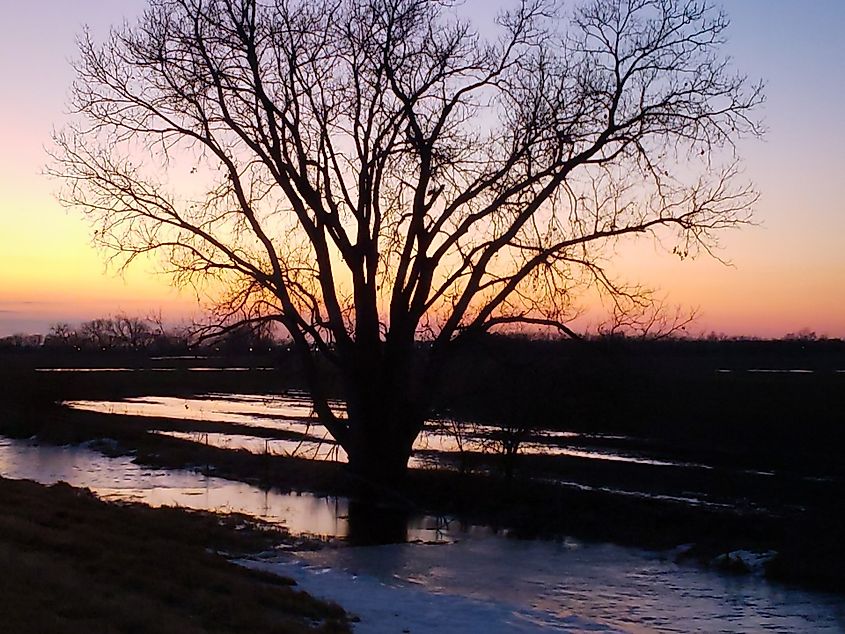 Salina Kansas Sunset, in the winter.