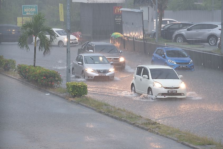 A heavy rainfall in Kelantan, Malaysia.