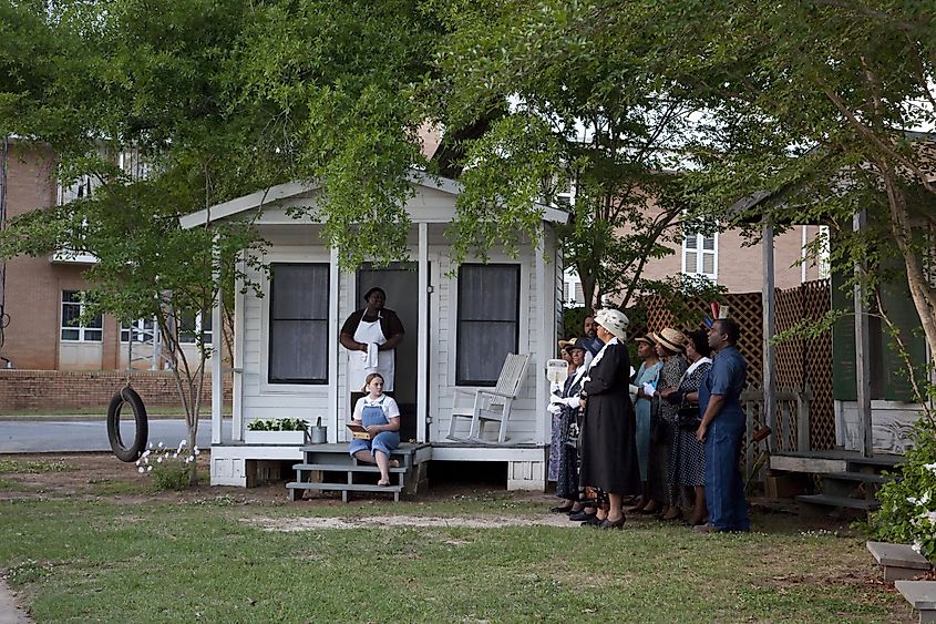 To Kill A Mockingbird play, based on Harper Lee's book, outside the historic courthouse in Monroeville, Alabama.