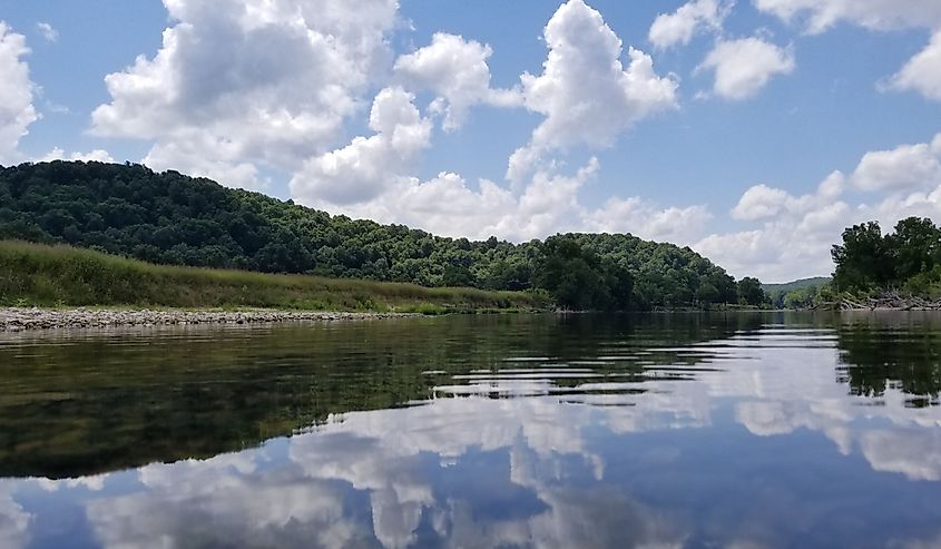 Looking out over the Illinois River in Tahlequah Oklahoma.