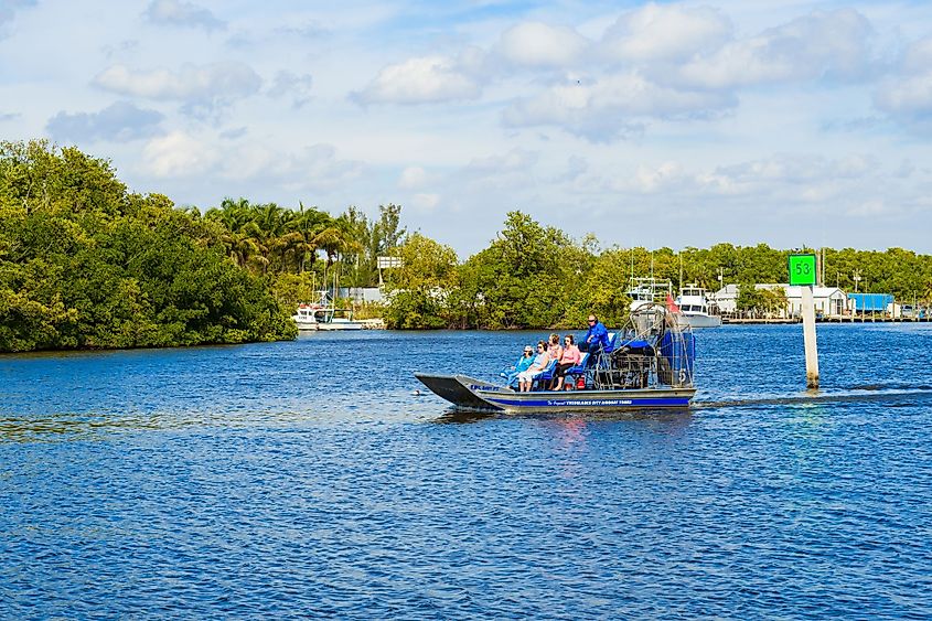 The small coastal town in the Everglades is a popular tourist destination with airboat rides along the Barron River.