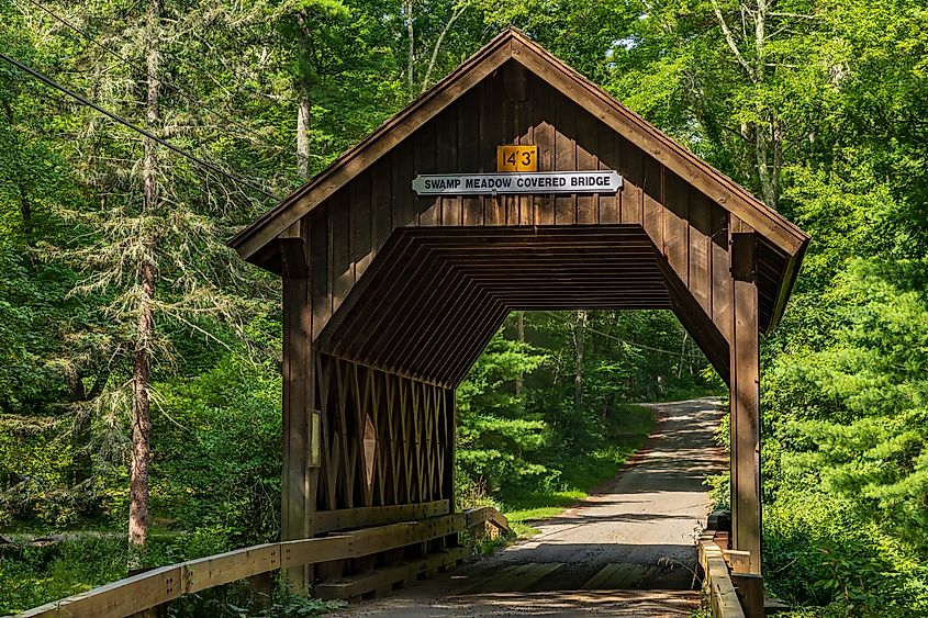 Swamp Meadow Covered Bridge in Foster, Rhode Island.