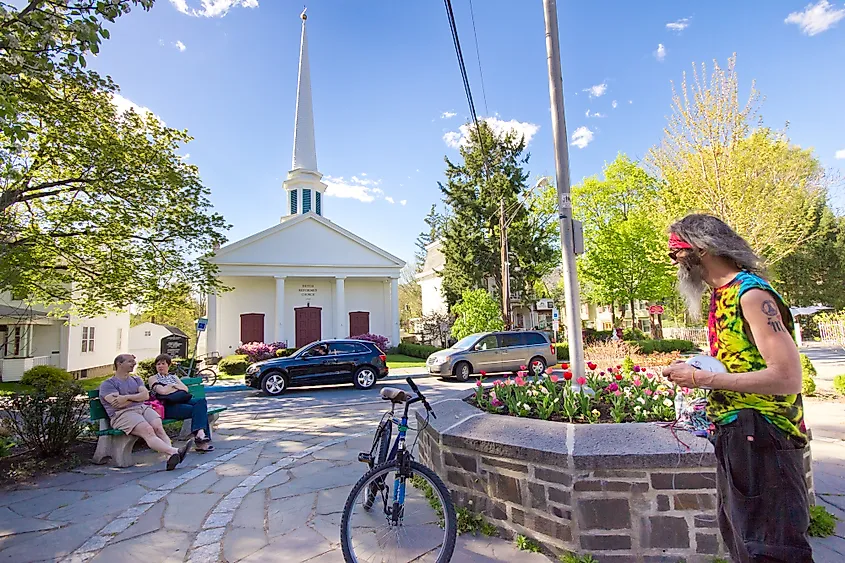 Town center at Woodstock, New York, in the Catskill Mountains