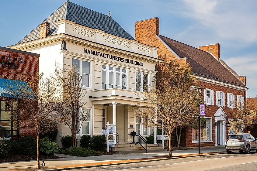 Manufacturers Building, a historic commercial structure built in 1904, located in downtown Rockingham, North Carolina