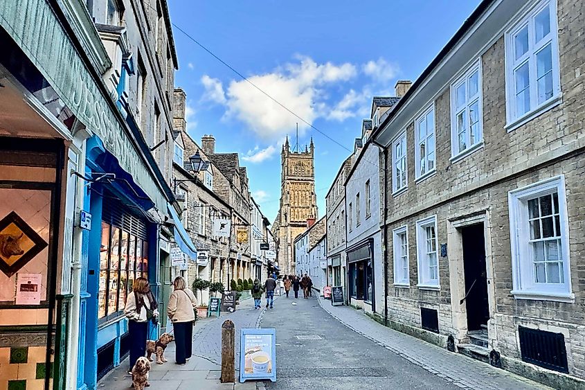 Cirecnester street with the Parish Church in background Image credit Bryan Dearsley