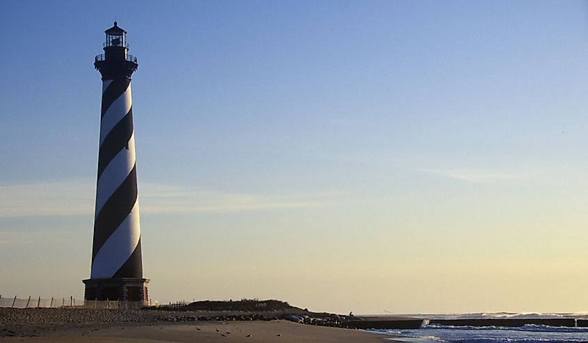 Black and white striped Cape Hatteras Lighthouse at Cape Hatteras National Seashore