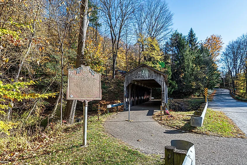 Salem, Ohio, Teegarden-Centennial Covered Bridge and historical marker
