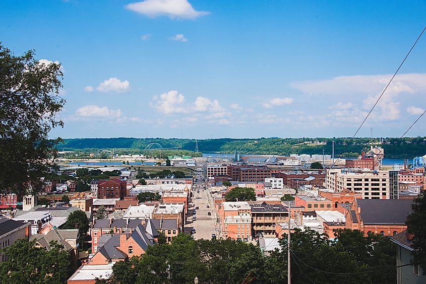 Aerial view of downtown Dubuque