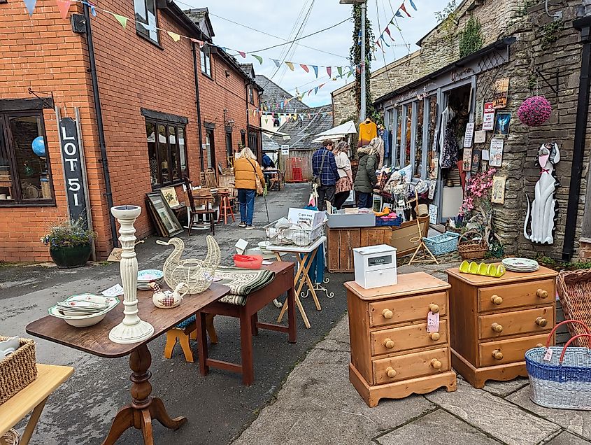 Local businesses in Hay-on-Wye, Wales, UK.