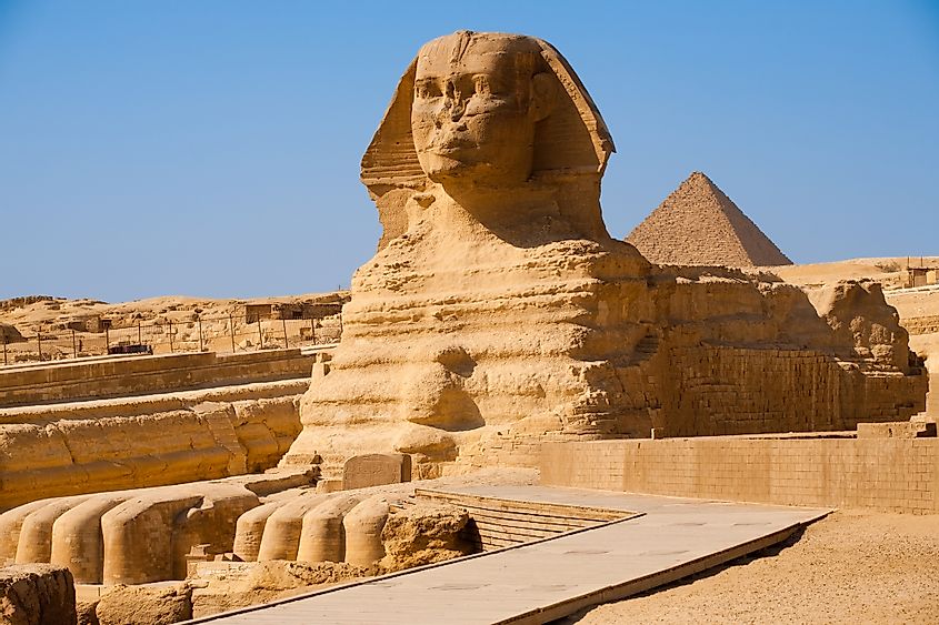 The statue of the Great Sphinx of Giza in Egypt.