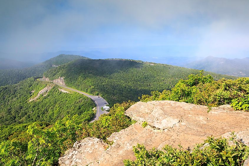 The view east from Craggy Pinnacle on the Blue Ridge Parkway, North Carolina. Credit: Cvandyke/ Shutterstock.com