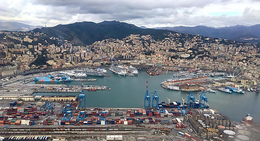 Port of Genoa, Italy, on the Gulf of Genoa.