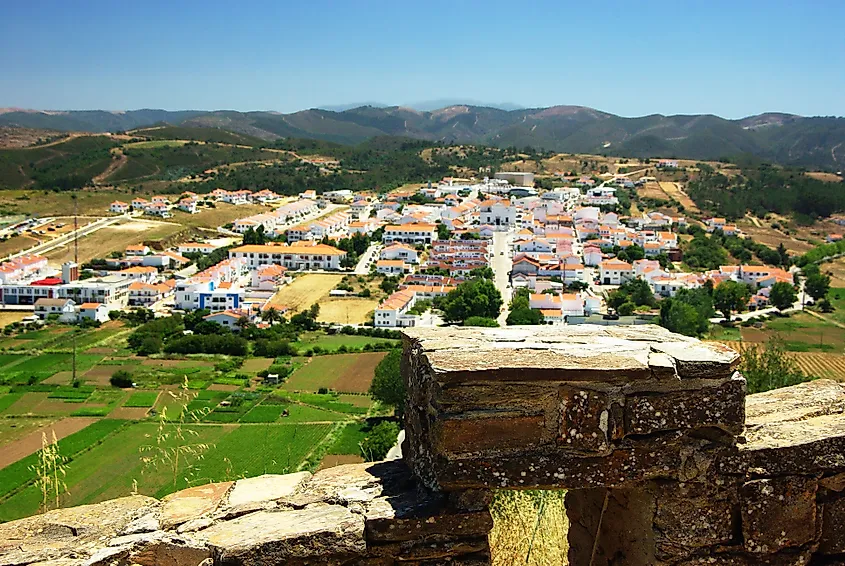 View from the top of the hill of Aljezur, Algarve, Portugal.