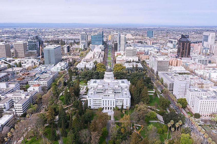 Aerial view of the California State Capitol in Sacramento