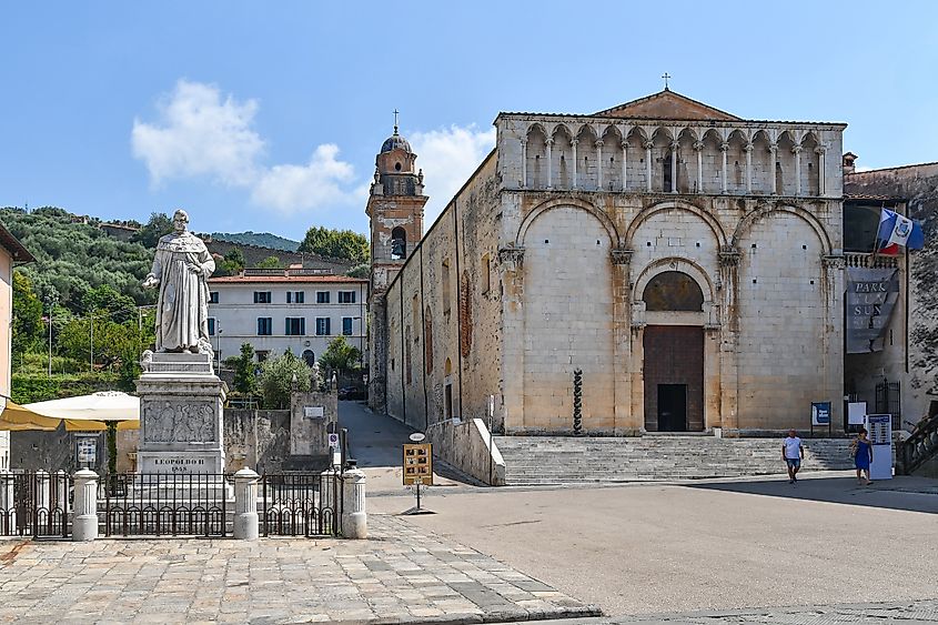 A view of the Piazza Duomo in Pietrasanta (Lucca), Tuscany, Italy