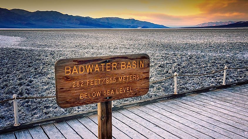 Badwater Basin in the lowest point in North America at 282 feet below sea level.