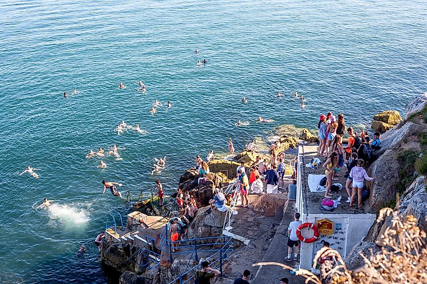 People diving in Dalkey, Ireland