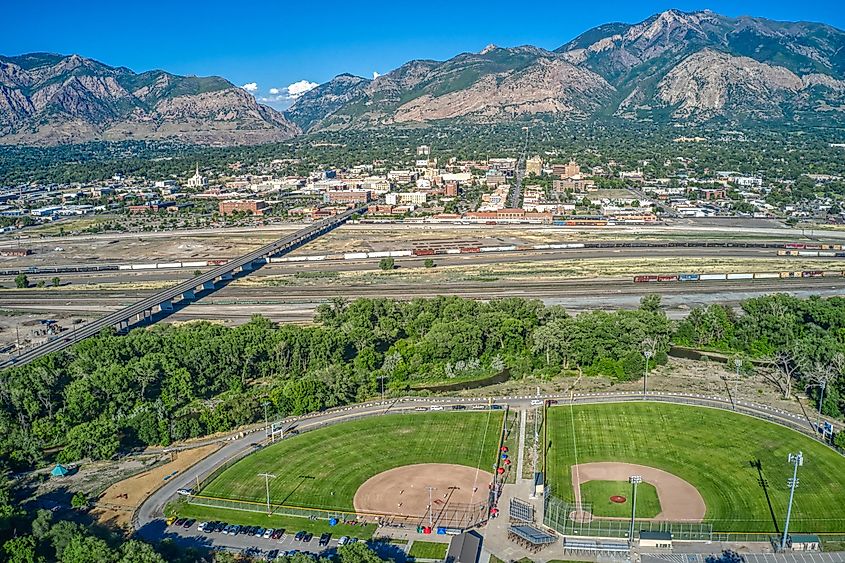 Aerial View of Ogden, Utah during Summer