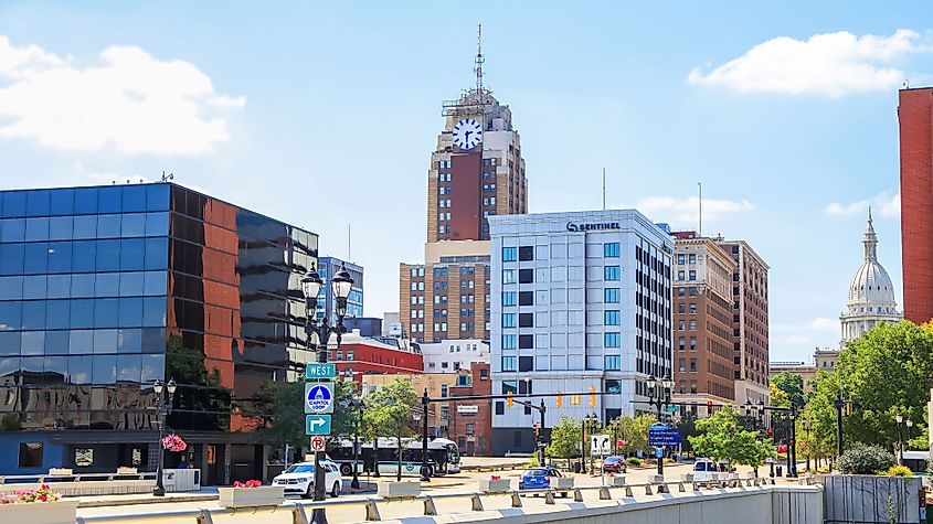 A view of some of the important buildings in the city of Lansing, Michigan