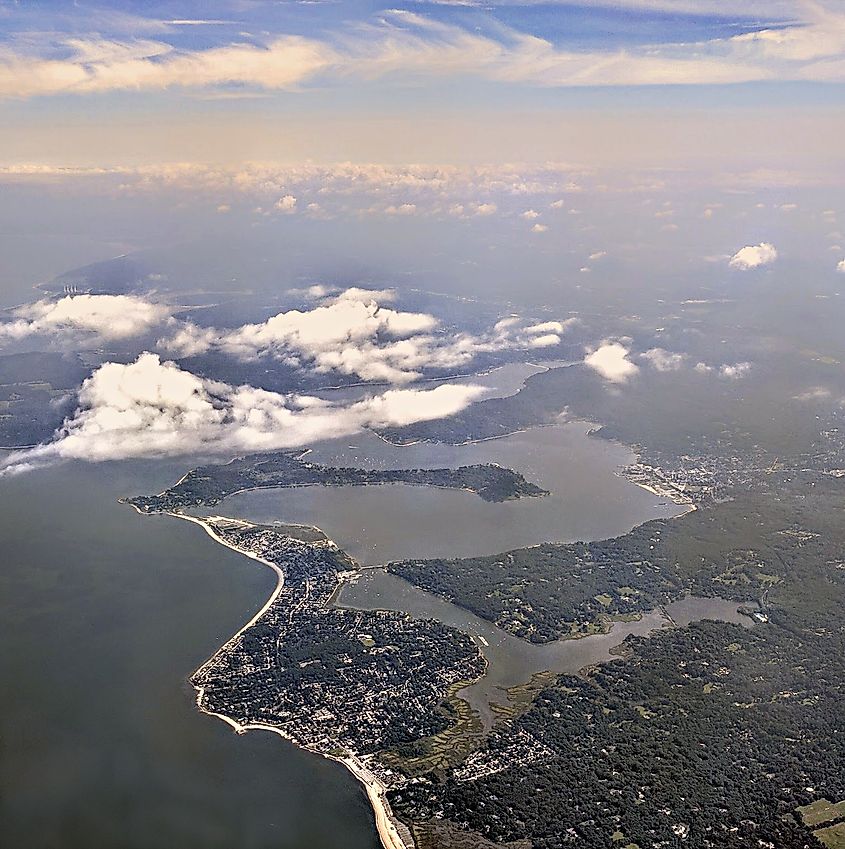 Aerial view of Oyster Bay.
