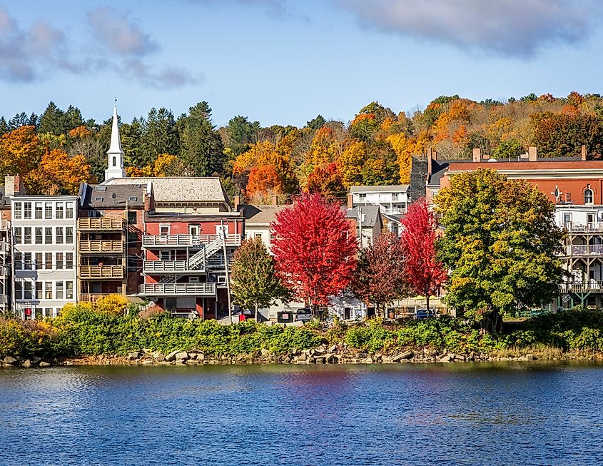 The Kennebec River in Hallowell, Maine, in fall.