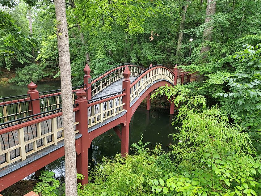 Crim Dell Bridge on the campus of William and Mary College in Williamsburg, VA.