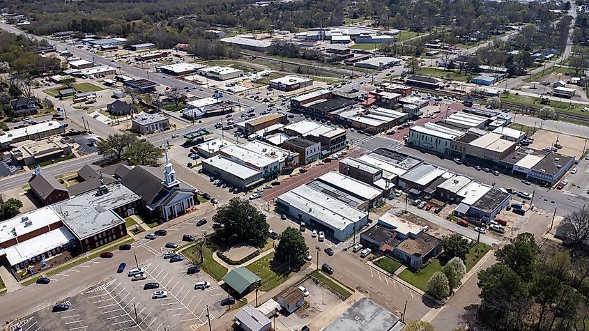 Aerial view of downtown Mineola, Texas.