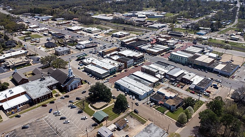 Aerial view of downtown Mineola, Texas