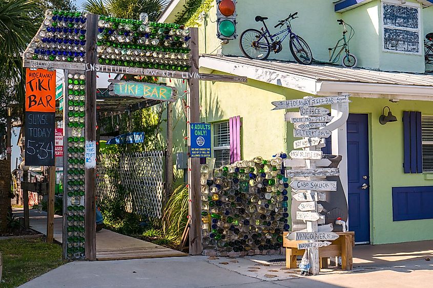 Tiki Bar Behind Low Key Hideaway located in Cedar Key is open for business