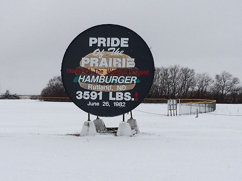 World's Largest Hamburger in Rutland, North Dakota.