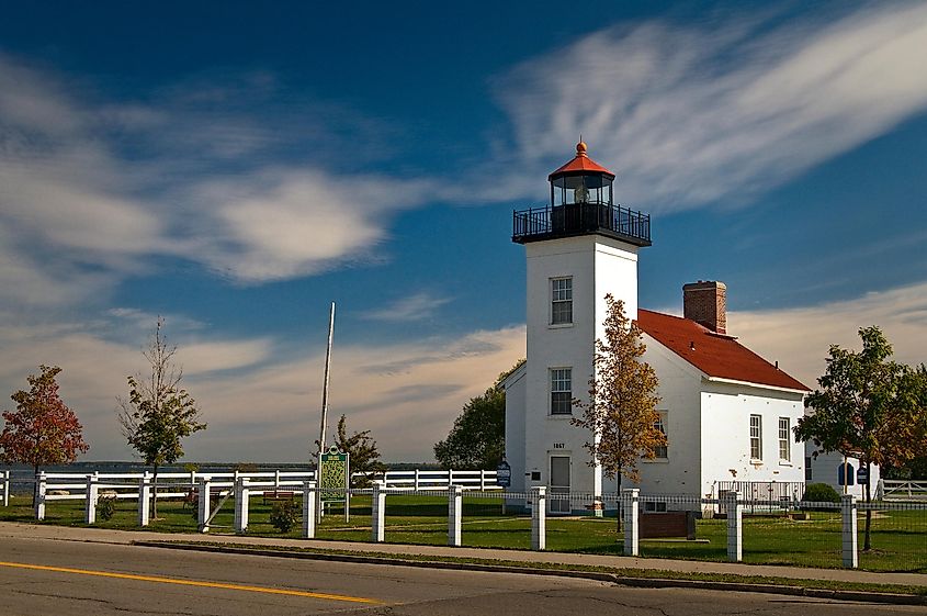Sand Point Lighthouse on Lake Michigan, Escanaba, Michigan.