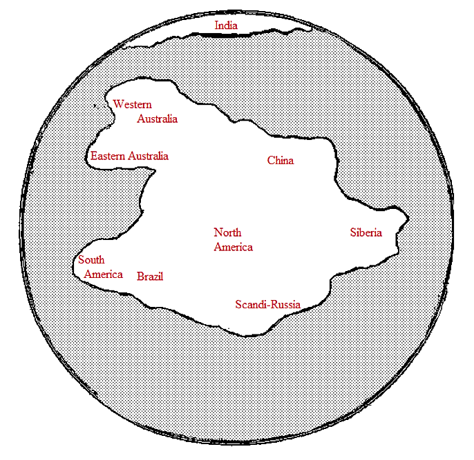 Diagram of the conjectured ancient supercontinent of Kenorland