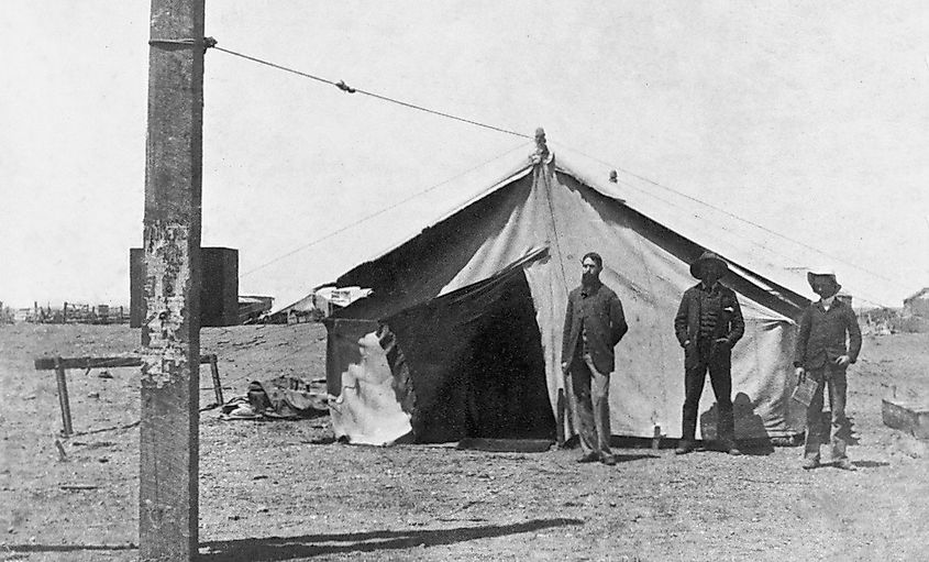 Maree Post Office and Telegraph Station, 1884. Charles Arthur O'Brien, on left. South Australia State Library via Wikimedia