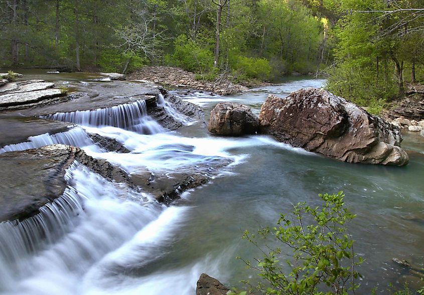Six Finger Falls waterfall near Witts Springs, Arkansas.