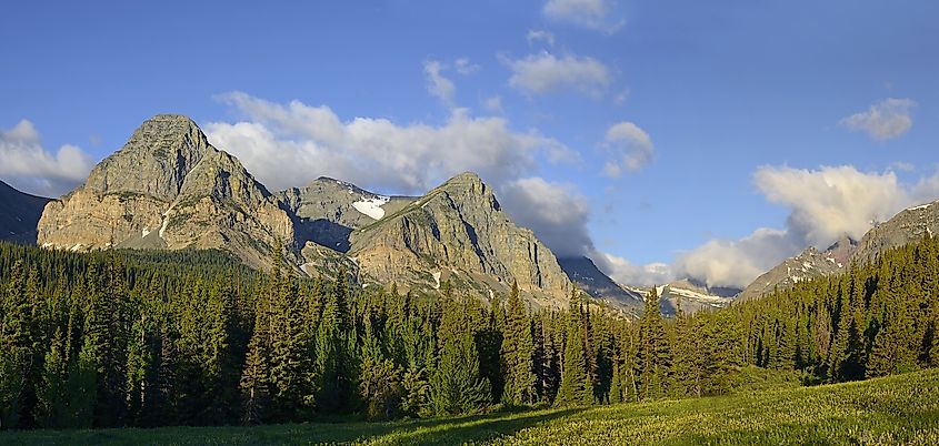 Cut Bank Creek Valley in the Rocky Mountains in Glacier National Park. Park is a World Heritage sites and located in the U.S. state of Montana, on the Canada-United States border.