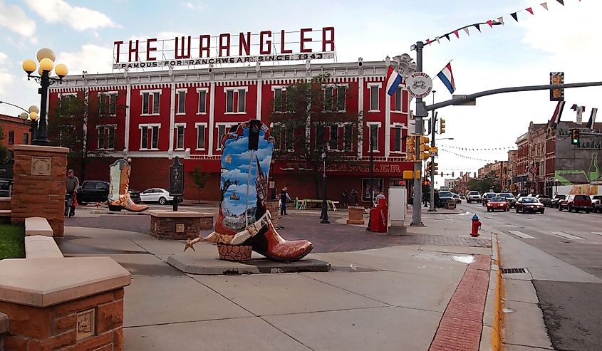 The Wrangler western apparel shop in downtown Cheyenne, Wyoming.