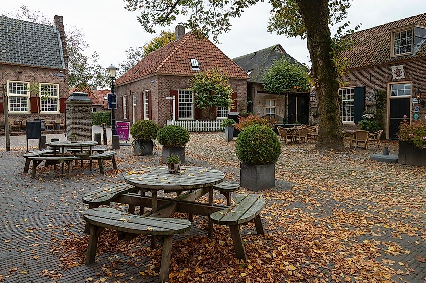 Small square in the rural town of Bronkhorst in the Achterhoek, Netherlands