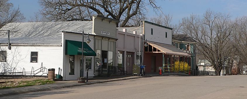 South side of Main Street in Brownville, Nebraska.