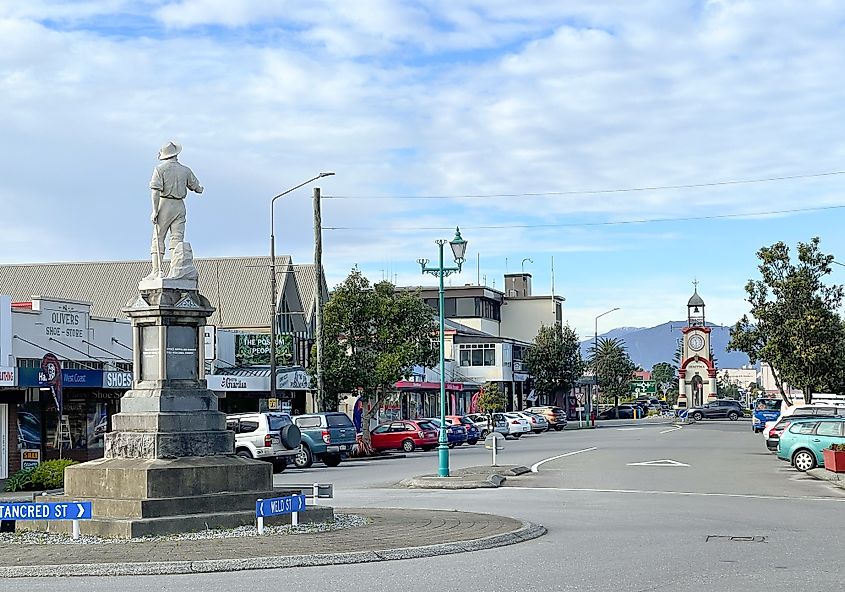 Street view in Hokitika, New Zealand.