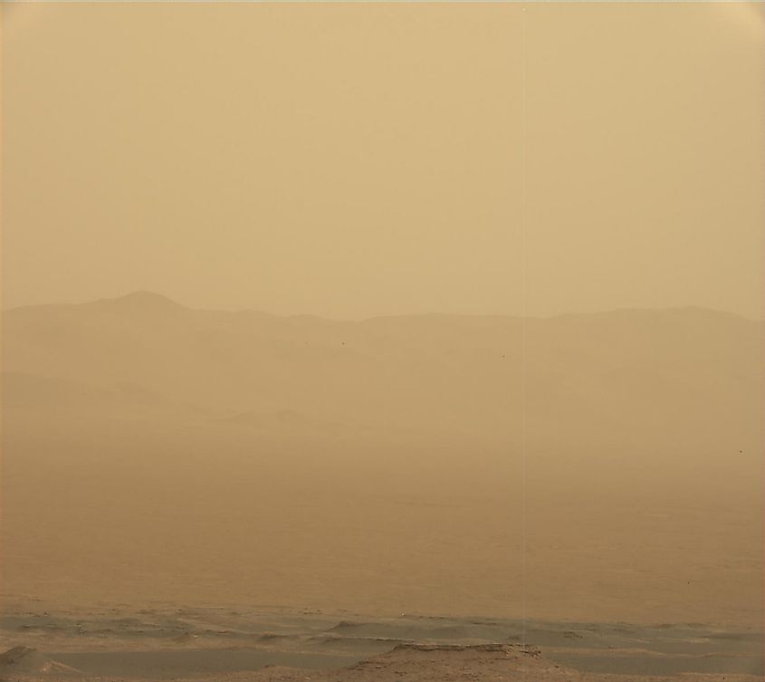 Dust storm on the surface of Mars, NASA