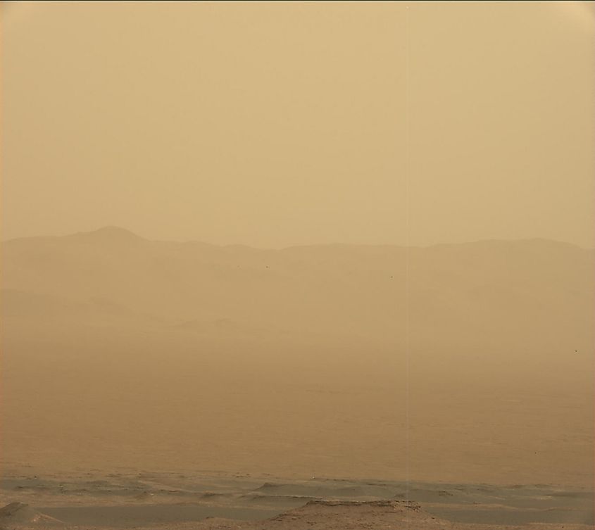 Dust storm on the surface of Mars, NASA