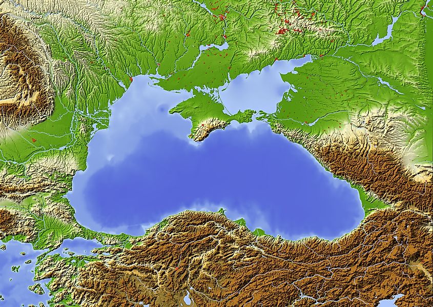 Relief map of Black Sea coast