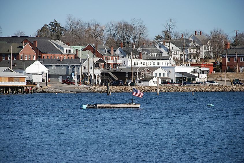 Damariscotta River flowing by Damariscotta, Maine.