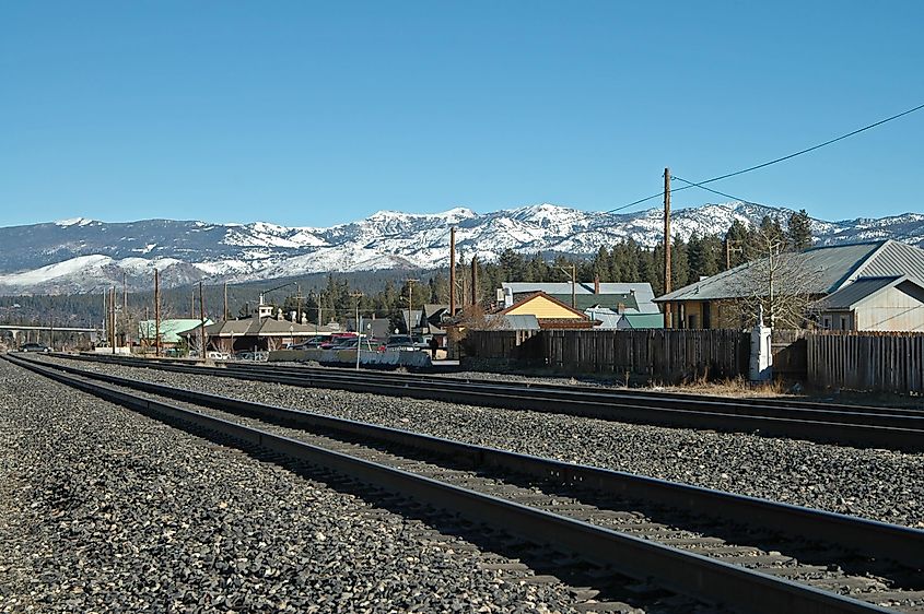 Railroad tracks in Truckee, California.