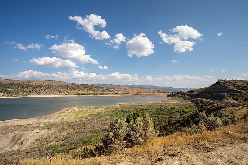 Scenic overlook of the Echo Reservoir in Utah.
