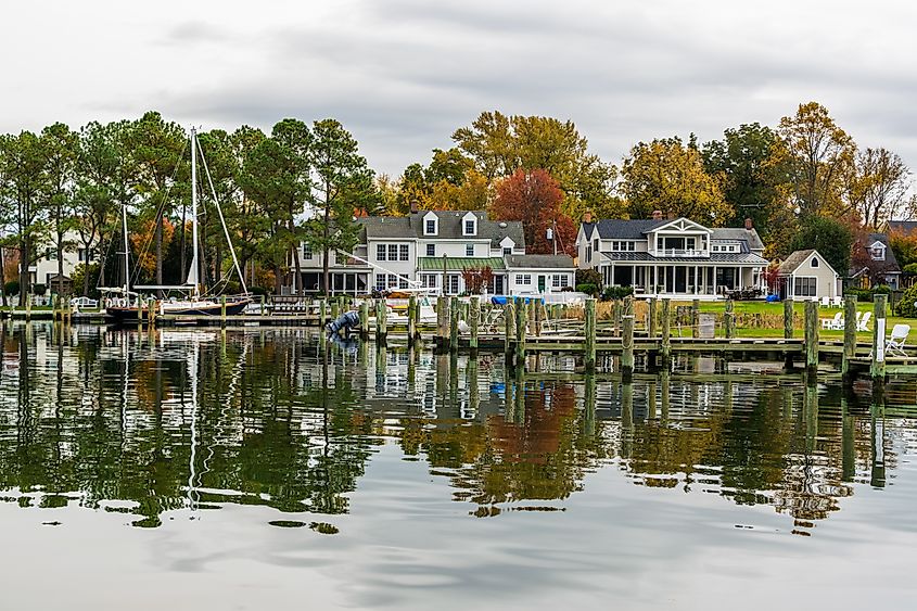 Autumn Color the Chesapeake Bay Shore and Harbor in St Michaels Maryland