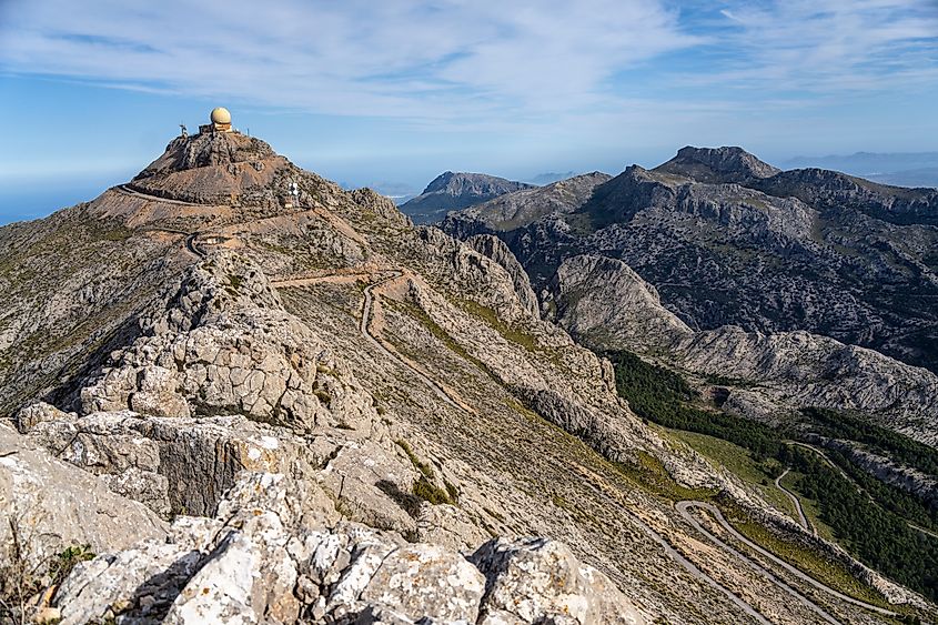 Air Force military installation on the top of Puig major, Escorca, Natural area of the Serra de Tramuntana., Majorca, Balearic Islands, Spain. Credit: tolobalaguer.com / Shutterstock