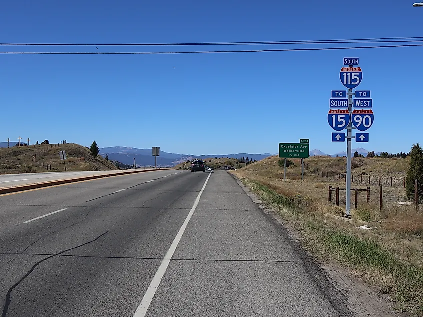 Looking west from Interstate 115's eastern point of beginning along Iron Street in Butte, Montana.